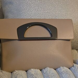 Christian Louboutin Tan Leather Clutch with Black Accent 100% Authentic